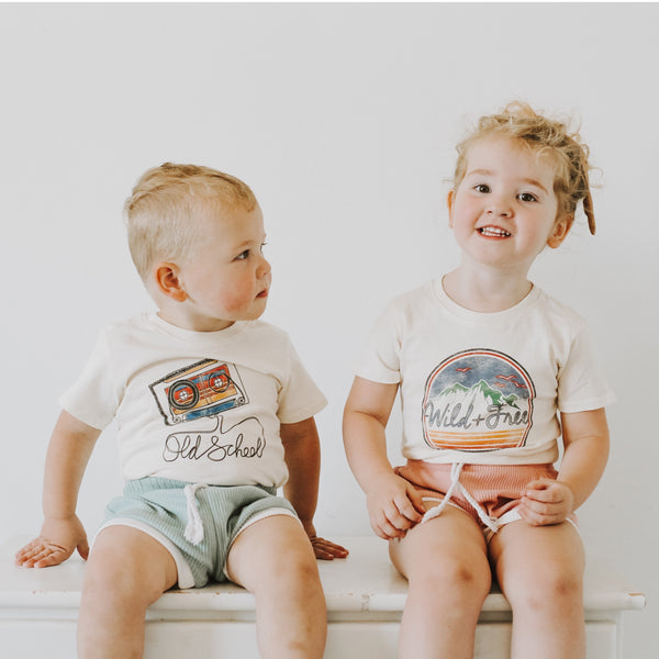 Wild + Free, natural tshirt, toddler, youth and adult